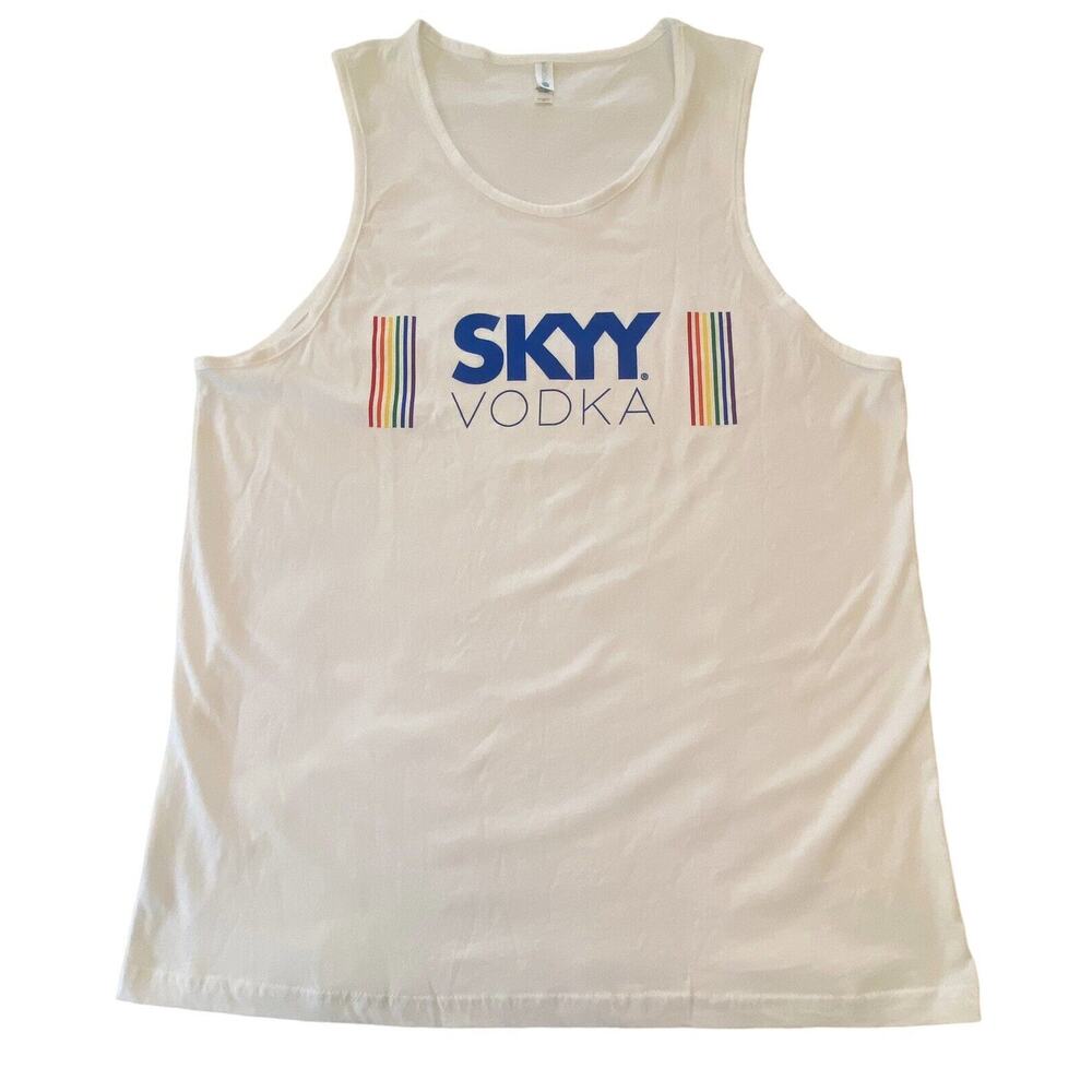 SKYY Vodka PRIDE Unisex Size X-Large White 100% Cotton Tank Top Rainbow Colors - Picture 15 of 15